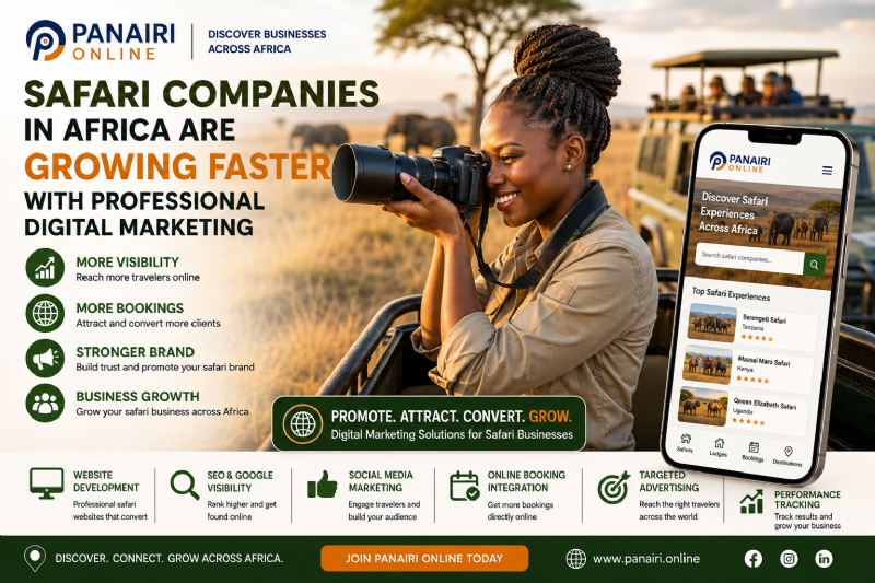 Safari Companies in Africa Are Growing Faster with Professional Digital Marketing, Discover Businesses Across Africa – Powered by Panairi Online